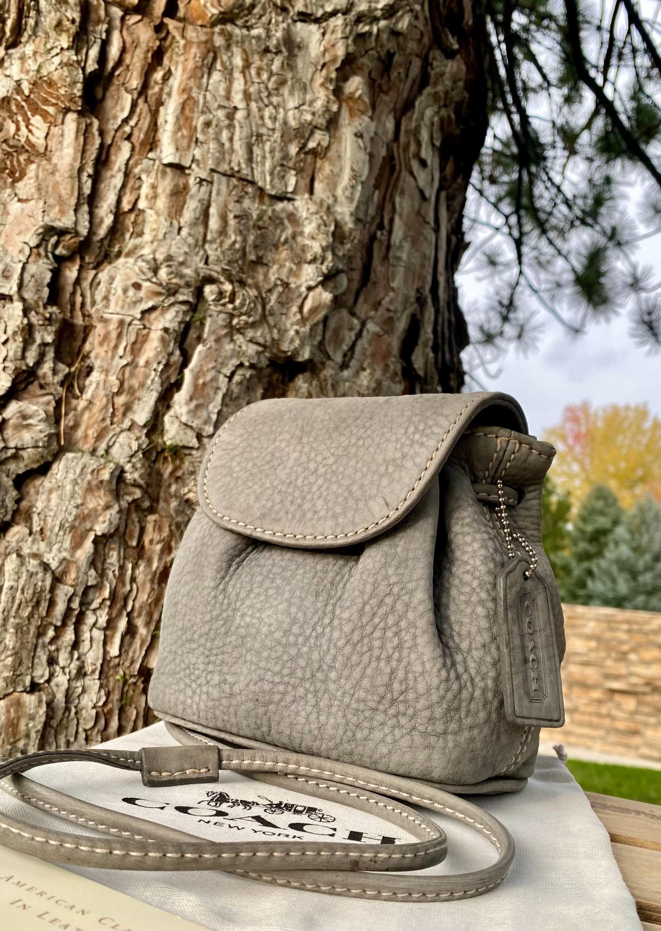 Vintage Coach Gray Nubuck Drawstring Crossbody Shoulder Bag