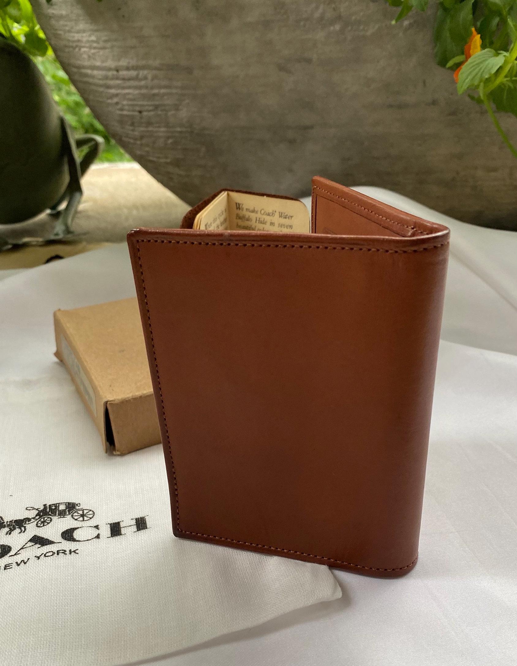Coach Vintage Water Buffalo Bi Fold Wallet or Card Case British Tan Leather Manufactured in NYC Pristine Etsy