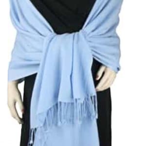 Baby Blue Pashmina Shawl, GPD Baby Blue Shawl, Blue Pashmina Scarf, Baby Blue Pashmina Wrap
