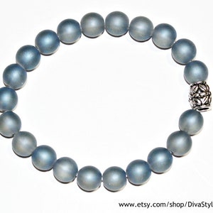 Bracelet Quartz Bleu, Bracelet Homme Quartz Bleu, Bracelet Unisexe Quartz Bleu, Bracelet Stretch Quartz, Bracelet Perles de Quartz
