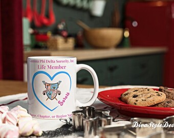 Custom Gamma Phi Delta Sorority Life Member Mug, Personalized Gamma Phi Delta Sorority Soror Life Member Coffee Cup