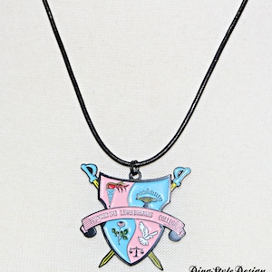 Gamma Phi Delta Sorority Pendant Necklace, Gamma Phi Delta Sorority Shield Pendant on Leather, GPD Shield Pendant, GPD Paraphernalia