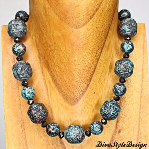 Handmade Statement Necklace, Tibetan  Beaded Necklace Set, Unique Tibetan Artisan Beaded Necklace