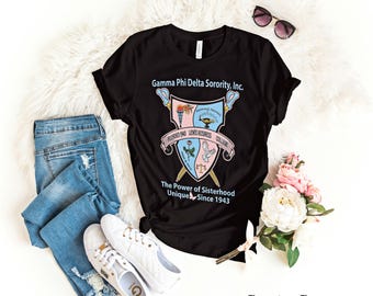 Gamma Phi Delta Sorority Shield T-Shirt, Gamma Phi Delta T-Shirt, Gamma Phi Delta Sorority Paraphernalia