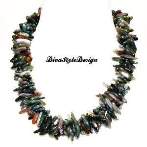 Jasper Statement Necklace, MultiColor Jasper, Jasper Necklace, Multi Strand Necklace, Green Necklace, Sandstone Clasp, Jasper Statement image 1