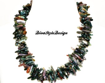 Jasper Statement Necklace, MultiColor Jasper, Jasper Necklace,  Multi Strand Necklace, Green Necklace, Sandstone Clasp, Jasper Statement