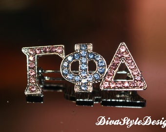 Gamma Phi Delta Sorority Pink and Blue Crystal Pin, GPD Sorority Crystal Pin