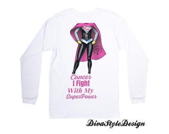 Breast Cancer Awareness T-Shirt, Fight Breast Cancer With My Super Power T-Shirt, Breast Cancer Awareness Tees