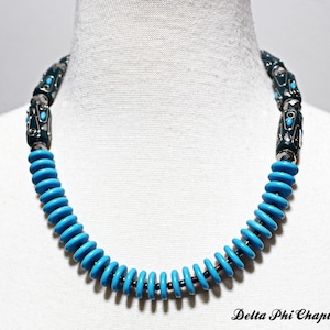 Turquoise with Tibetan Style Bead, Tibetan Necklace Set, Turquoise Necklace, Tibetan Necklace