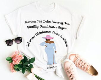 Custom Quad States Region of Gamma Phi Delta Sorority Elegant Lady T-Shirt, Custom Gamma Phi Delta Sorority Inc. Quad States Region T-Shirt