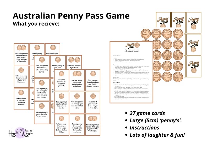 Australian Penny Pass Game Penny Game Card Game Game for Etsy