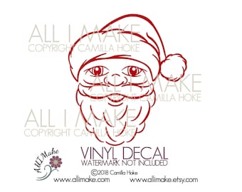 Santa Face 1 with Hat Decal | Santa Decal | Glass Block Decal | Vinyl Glass Block | Vinyl Decal | Christmas Decal | Vinyl Santa