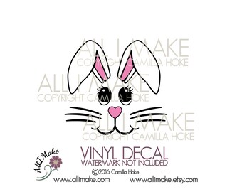 Bunny 4 | Vinyl Face | Glass Block Vinyl | Easter Vinyl | Craft Vinyl Face | Bunny Vinyl Face | Easter | DIY Vinyl | Easter Bunny