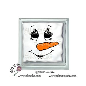 Snowman Face 12 Vinyl Face Glass Block Vinyl Vinyl Craft Vinyl Face Snowman Vinyl Face DIY Vinyl Snowman Snowman Jar image 5