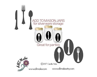 Silverware Decal | Silverware | Mason Jar Decal | Vinyl for Mason Jar | Silverware Label | Vinyl Decal | Vinyl Mason Jar