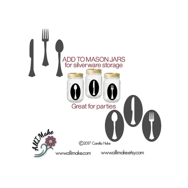 Silverware Decal | Silverware | Mason Jar Decal | Vinyl for Mason Jar | Silverware Label | Vinyl Decal | Vinyl Mason Jar