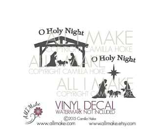 Nativity | Nativity Decal | Nativity Glass Block | Christmas | Christmas Decal | Vinyl Decal | O Holy Night | Manger Decal | Nativity Vinyl