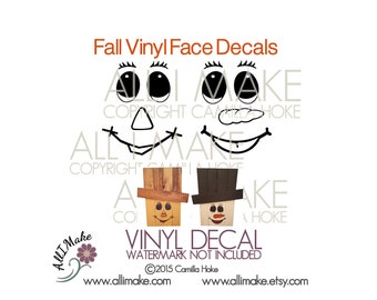 Scarecrow Snowman Face | Vinyl Face | Fall Face | Glass Block Vinyl | Pumpkin Vinyl | Craft Vinyl Face | Scarecrow Vinyl Face | Snowman Face