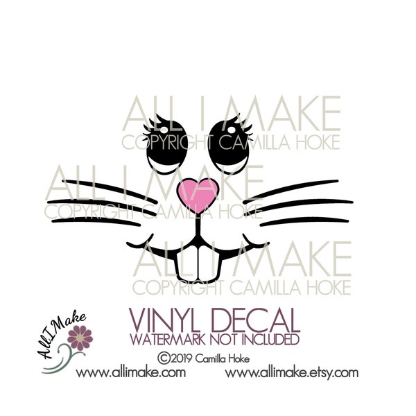 Bunny Face 2 No Ears | Vinyl Face | Glass Block Vinyl | Easter Vinyl | Craft Vinyl Face | Bunny Vinyl Face | Easter | DIY Vinyl