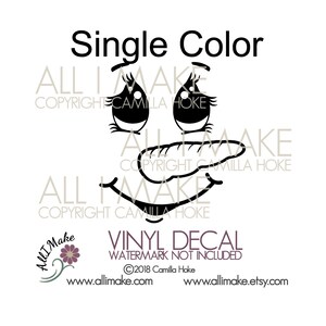 Snowman Face 12 Vinyl Face Glass Block Vinyl Vinyl Craft Vinyl Face Snowman Vinyl Face DIY Vinyl Snowman Snowman Jar image 3