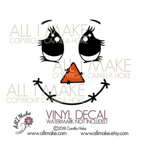 Scarecrow Face 11 | Vinyl Face | Glass Block Vinyl | Vinyl | Craft Vinyl Face | Scarecrow Vinyl Face | DIY Vinyl | Scarecrow | Scarecrow Jar