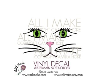 Cat Face | Vinyl Face | Glass Block Vinyl | Vinyl | Craft Vinyl Face | Cat Vinyl Face | DIY Vinyl | Cat Jar