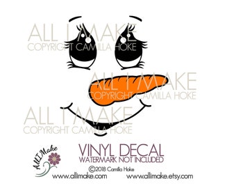 Snowman Face 12 | Vinyl Face | Glass Block Vinyl | Vinyl | Craft Vinyl Face | Snowman Vinyl Face | DIY Vinyl | Snowman | Snowman Jar