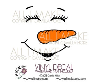 Snowman Face 11 | Vinyl Face | Glass Block Vinyl | Vinyl | Craft Vinyl Face | Snowman Vinyl Face | DIY Vinyl | Snowman | Snowman Jar