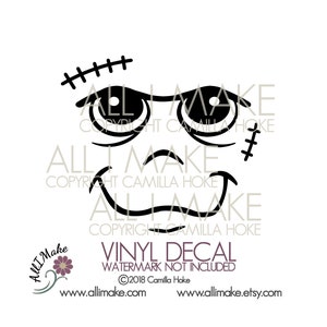 Frankenstein | Face Decal | Vinyl Face | Halloween Decal | Fall Decal | Face For Wine Bottle | Face for Glass Block