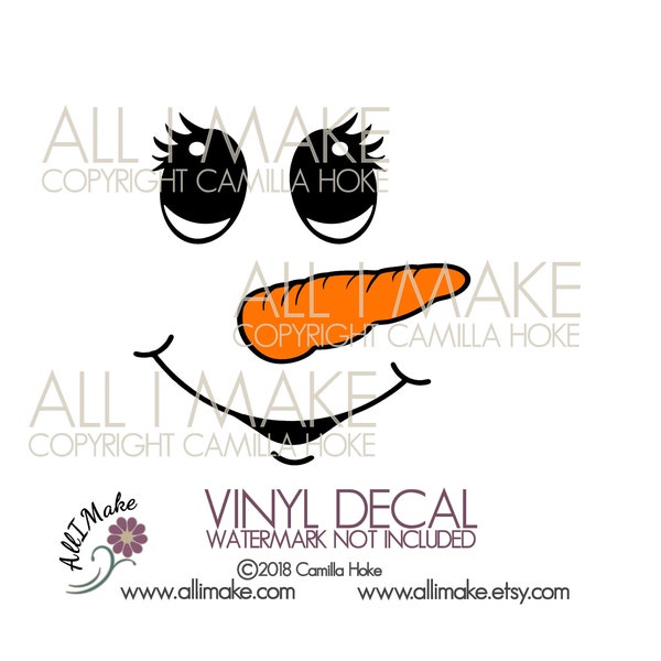 Snowman Face 9 | Vinyl Face | Glass Block Vinyl | Vinyl | Craft Vinyl Face | Snowman Vinyl Face | DIY Vinyl | Snowman | Snowman Jar