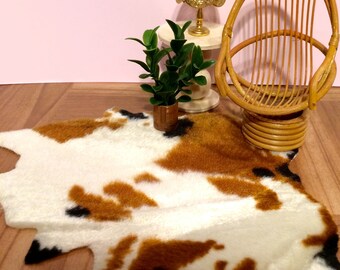 Dollhouse Miniature Cowhide Rug