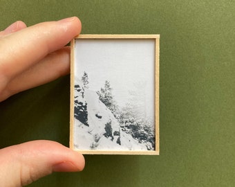 Dollhouse Art Print in Wooden Frame (Winter Mountain)