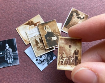 Dollhouse Miniature Vintage Creepy Halloween Photo Set