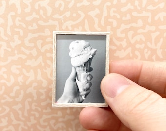 Dollhouse Miniature Framed Art Print (Ice Cream Cone)