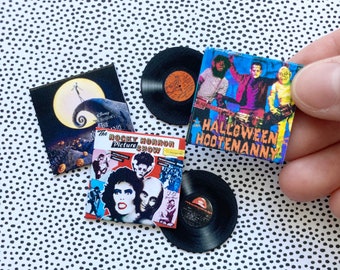 Dollhouse Miniature Halloween Record Albums