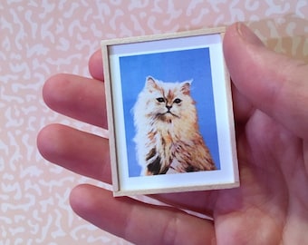 Dollhouse Miniature Framed Art Print (Kitty)