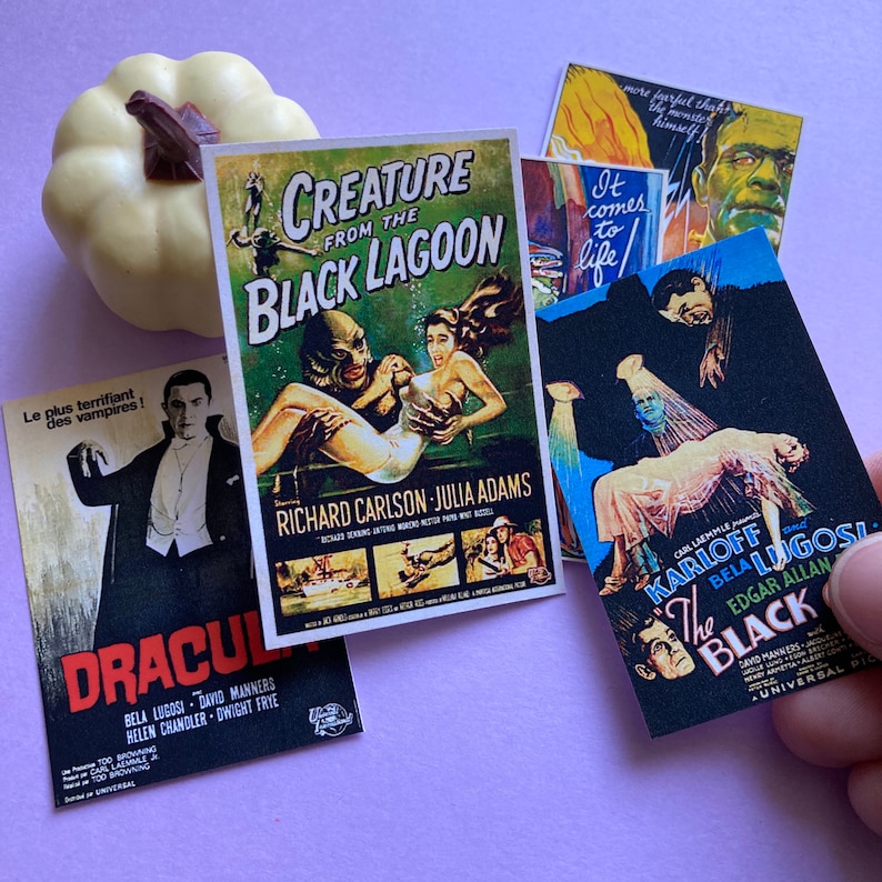 Miniature Dollhouse Horror Movie Poster Print Set Etsy