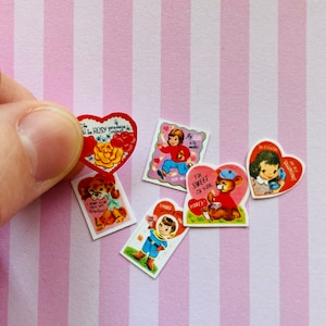 Dollhouse Miniature Vintage Valentine’s Day Cards Set