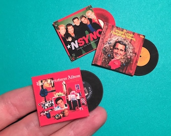 Dollhouse Miniature Holiday Record Albums
