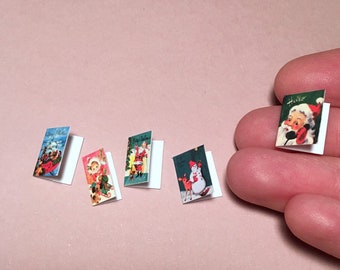 Dollhouse Miniature Vintage Style Christmas Cards Set