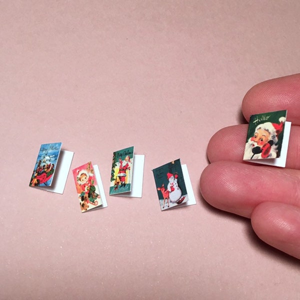 Dollhouse Miniature Vintage Style Christmas Cards Set
