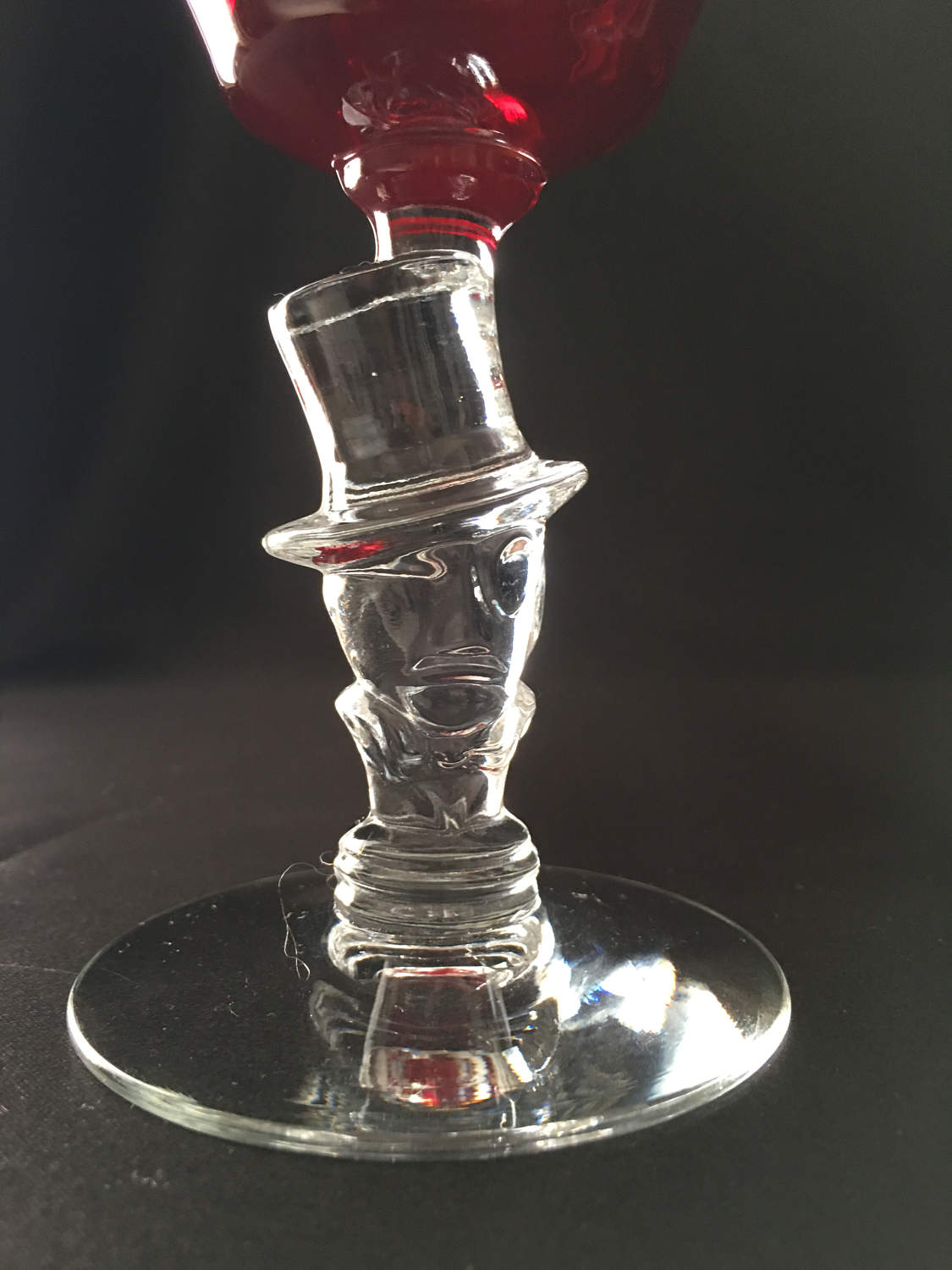 Ruby Glass Top Hat Cocktail Stems