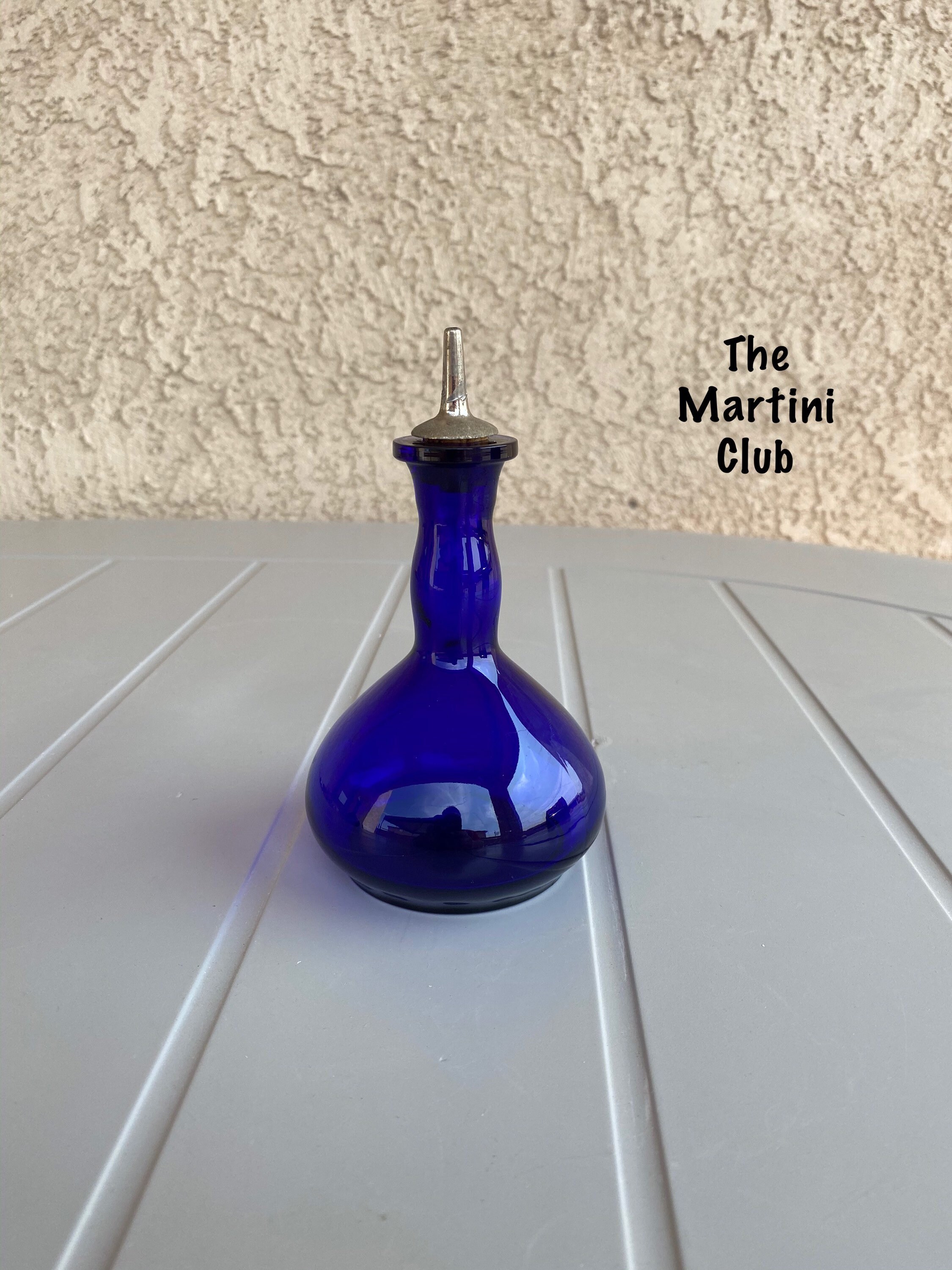 Fostoria Glass Regal Blue Bitters Bottle with Tube The Martini Club