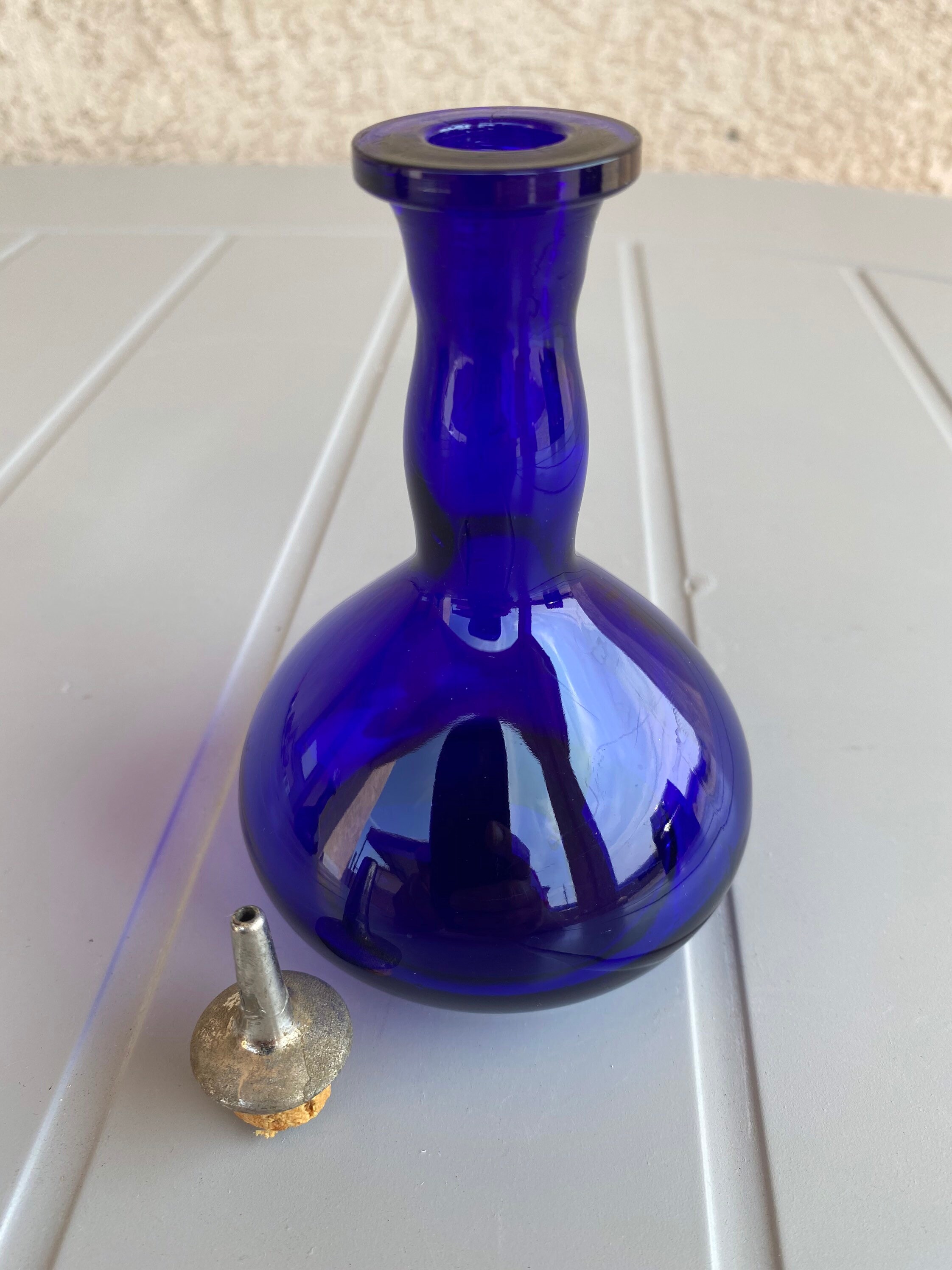 Fostoria Glass Regal Blue Bitters Bottle with Tube The Martini Club