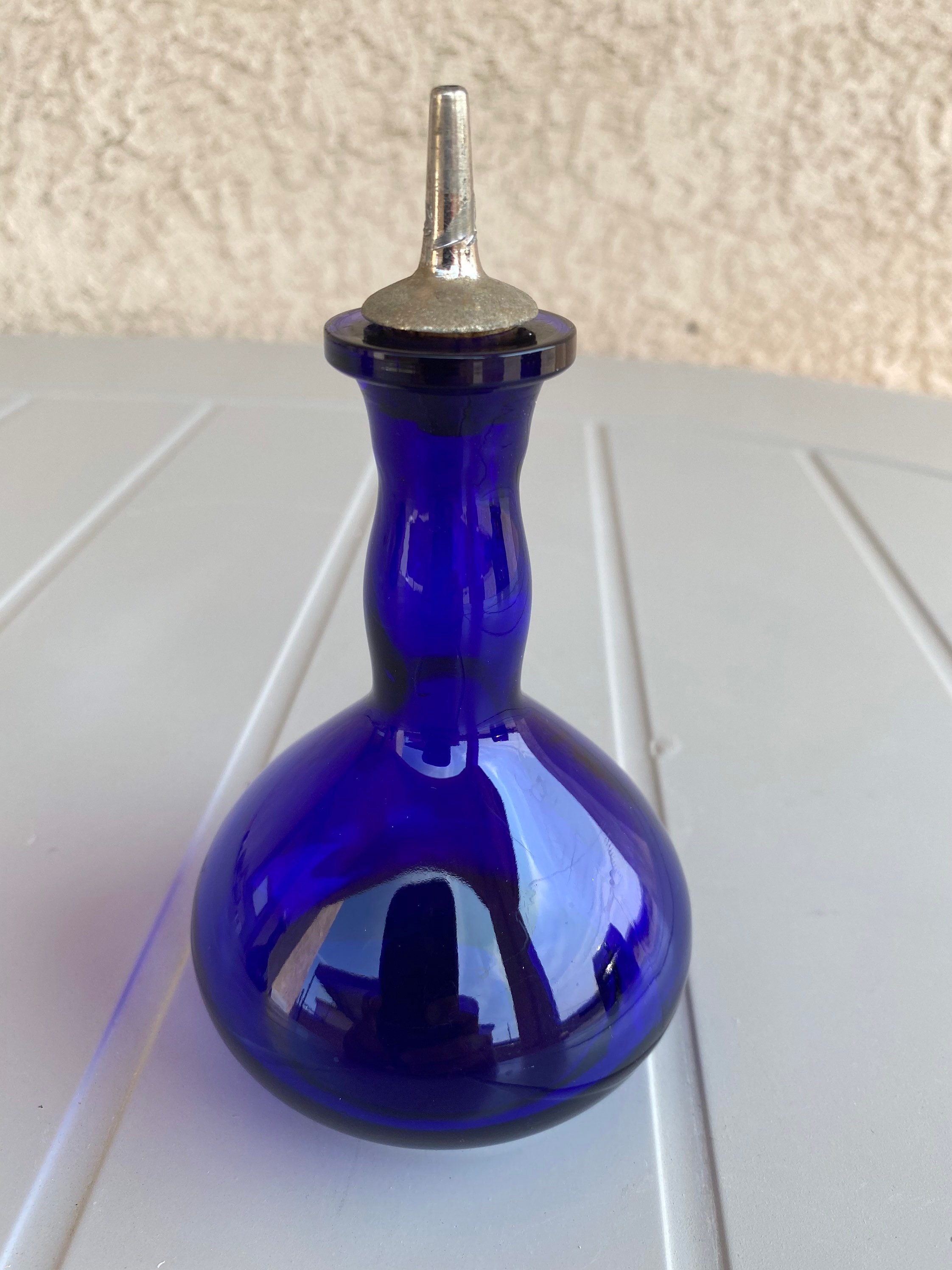 Fostoria Glass Regal Blue Bitters Bottle with Tube The Martini Club