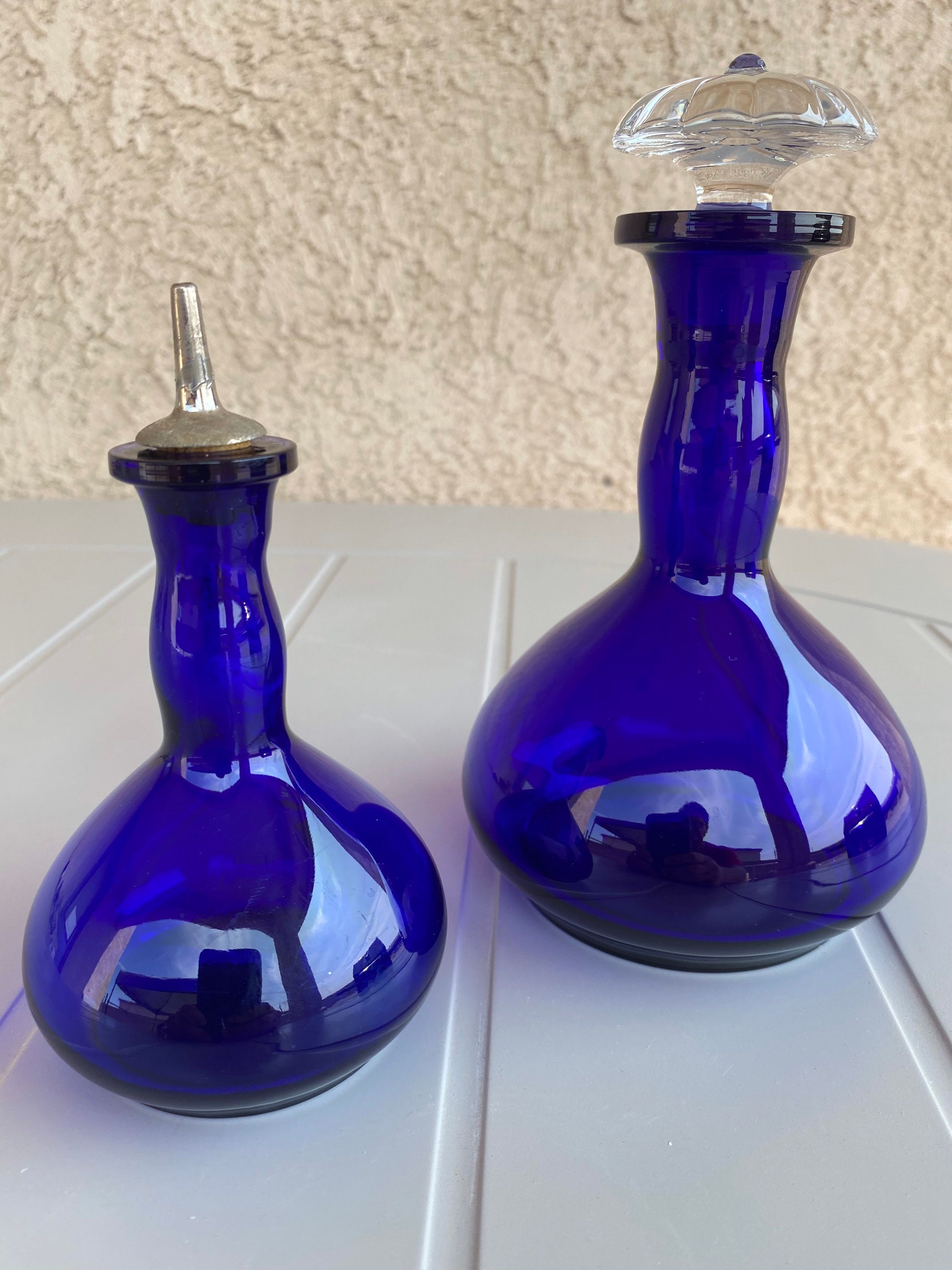 Fostoria Glass Regal Blue Bitters Bottle with Tube The Martini Club