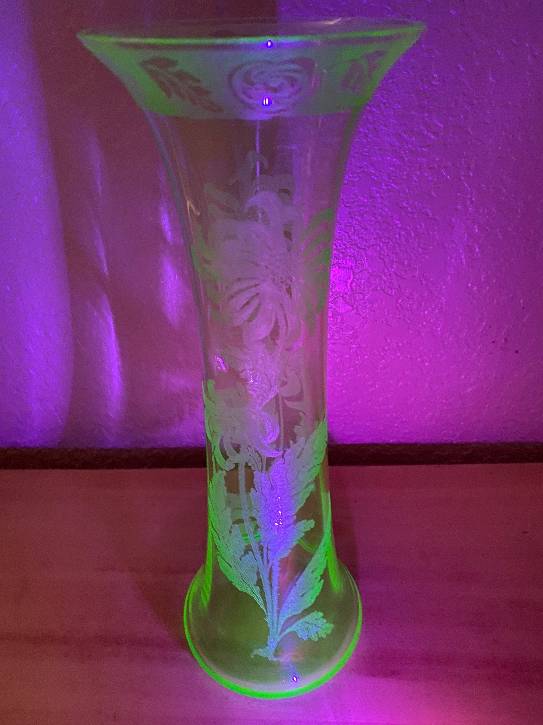 Wonderful Cambridge Glass Vase With Chrysanthemum Etching and Etsy