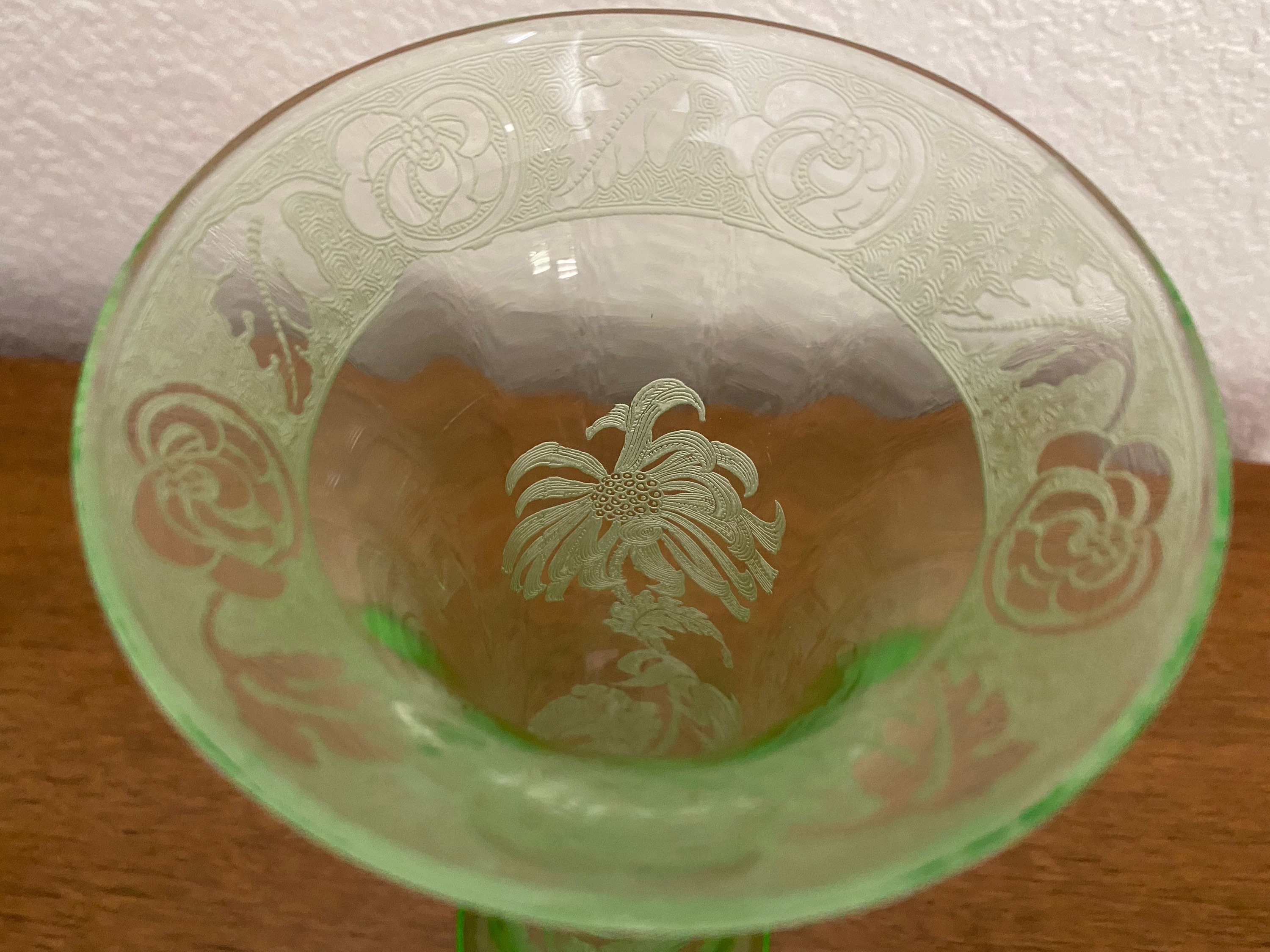 Wonderful Cambridge Glass Vase With Chrysanthemum Etching and Etsy