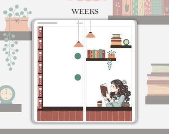 Plannerstickers boekenwurm: Hobonichi Weeks Kit - mat of vinyl