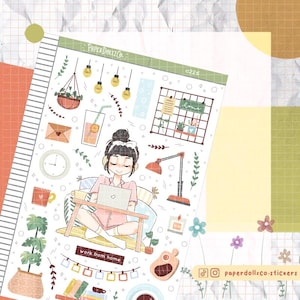 Coleções de trabalho em casa PaperDollzCo Planner Stickers | C226